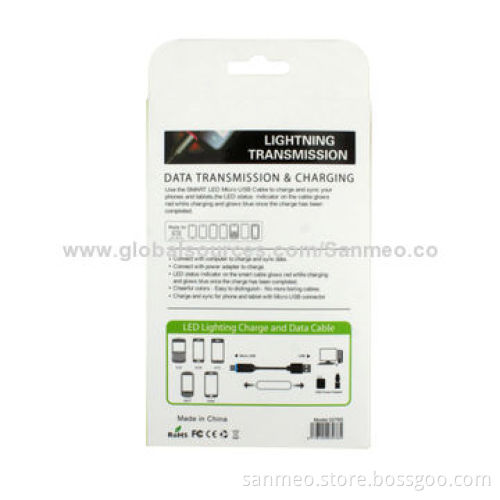 LED Micro USB Charger Cables for Samsung, HTC and More, Various Designs AvailableNew
